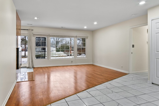 empty room with light wood-type flooring