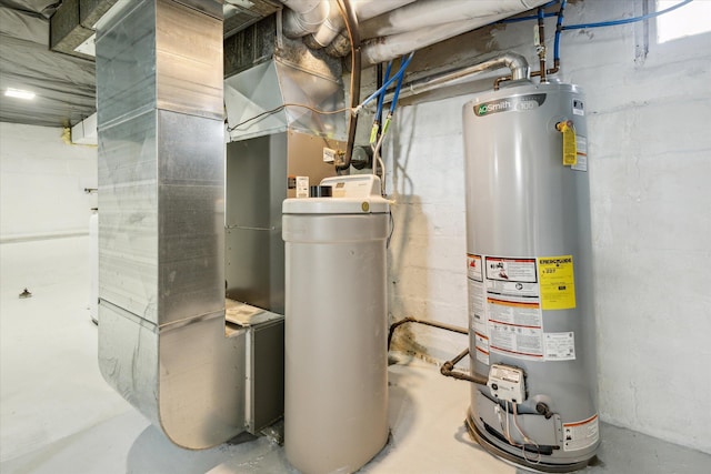 utility room with water heater