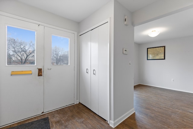 entrance foyer featuring dark wood-type flooring