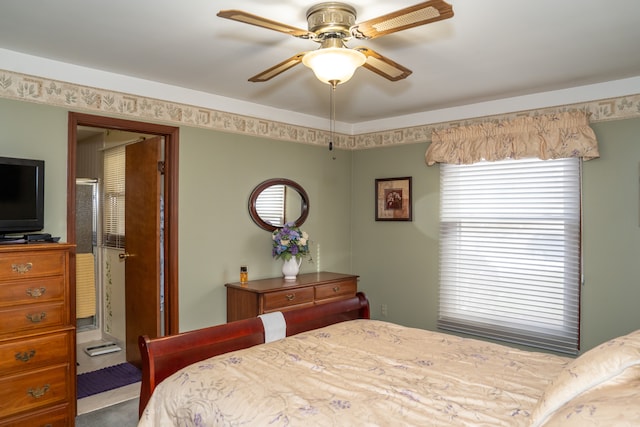 bedroom featuring ceiling fan