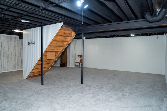 basement with carpet floors