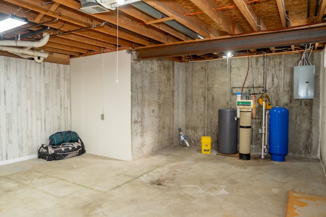 basement with electric panel