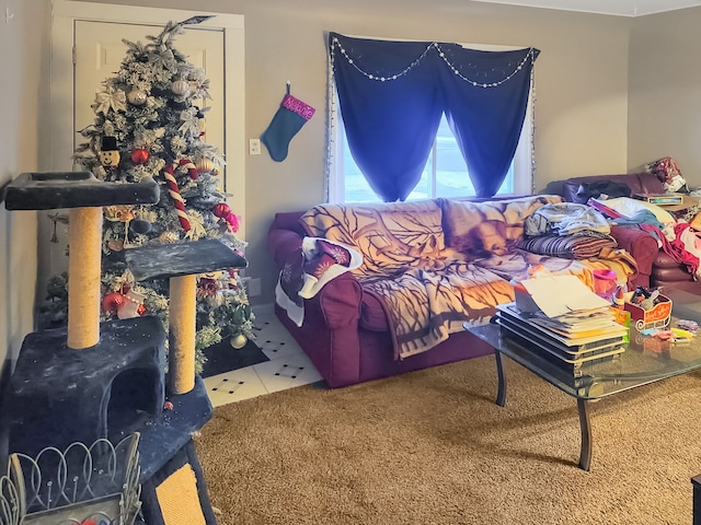 view of tiled living room