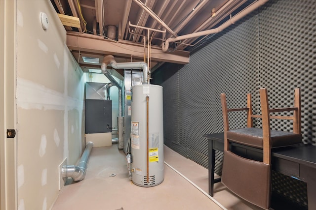 utility room featuring gas water heater