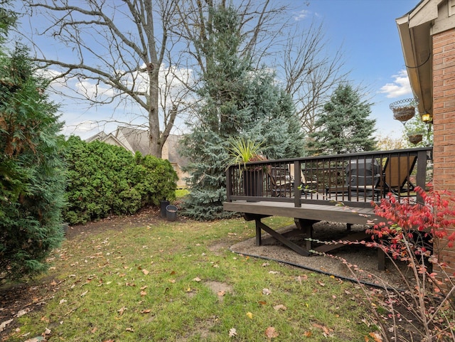 view of yard with a deck