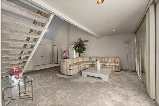 living room with carpet floors