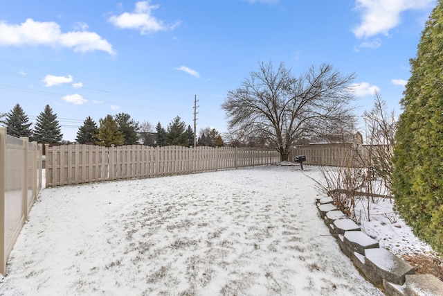 view of yard covered in snow