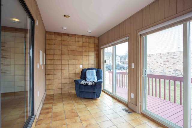 interior space featuring light tile patterned floors