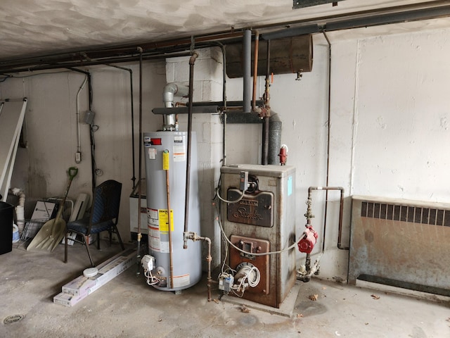 utilities with radiator heating unit and water heater