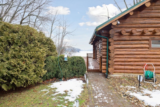 view of snow covered exterior