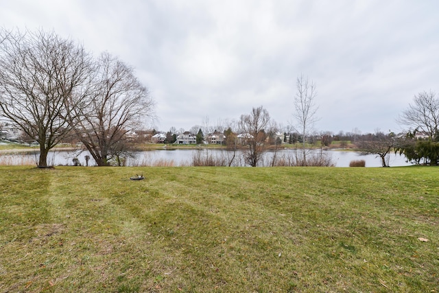 view of yard featuring a water view