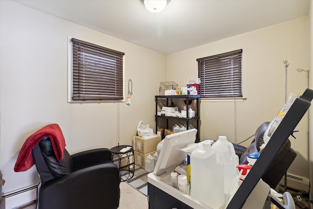 office with a baseboard heating unit