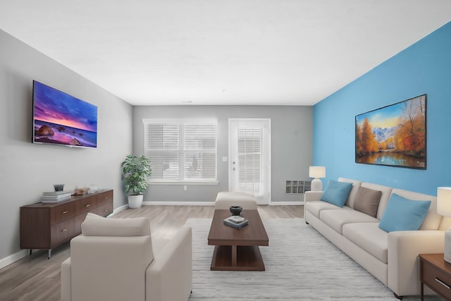 living room featuring light hardwood / wood-style flooring