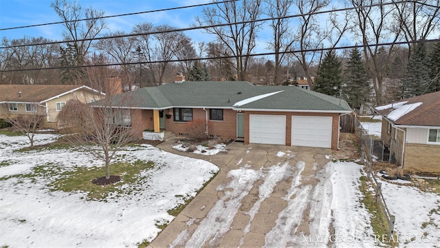 single story home with a garage