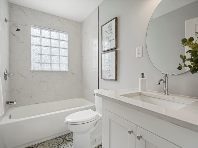 full bathroom featuring vanity, toilet, and bathing tub / shower combination