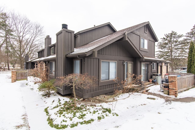 view of snow covered exterior