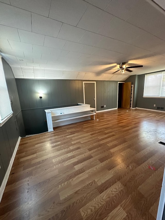 interior space featuring ceiling fan and wood-type flooring