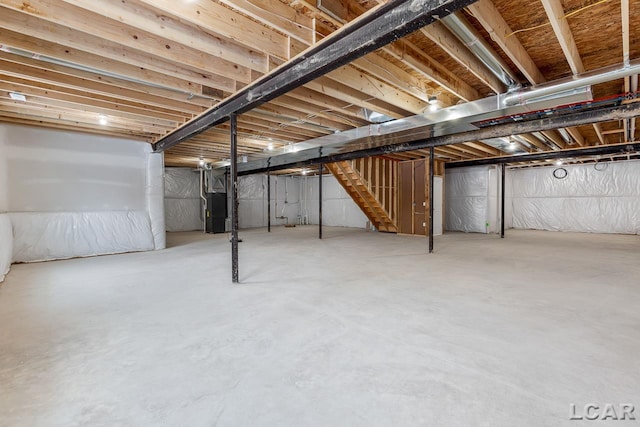 basement with heating unit