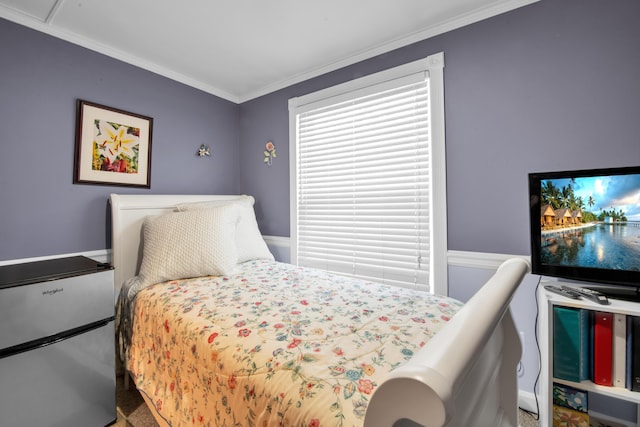 bedroom featuring ornamental molding