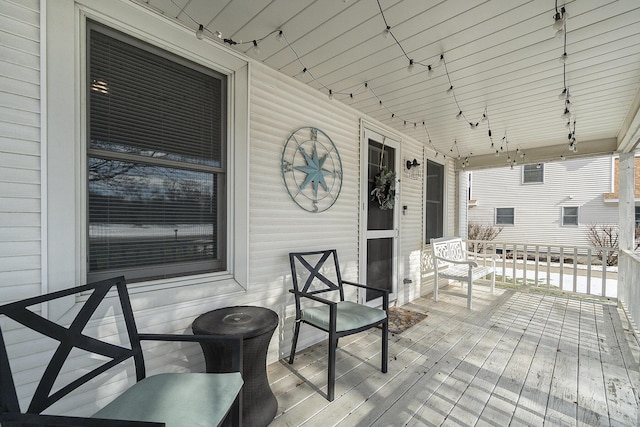 wooden deck with covered porch