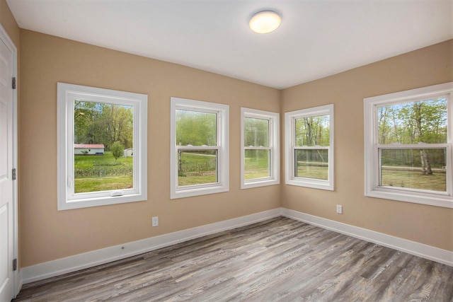 unfurnished room with light hardwood / wood-style floors