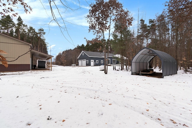 view of yard covered in snow