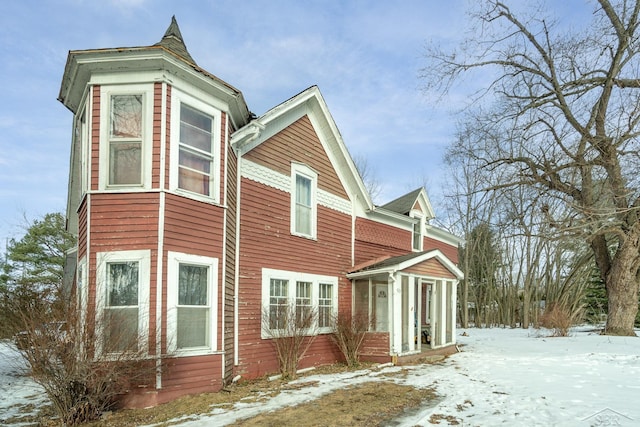 view of snow covered exterior