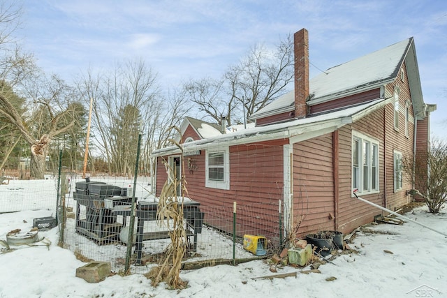 view of snow covered exterior