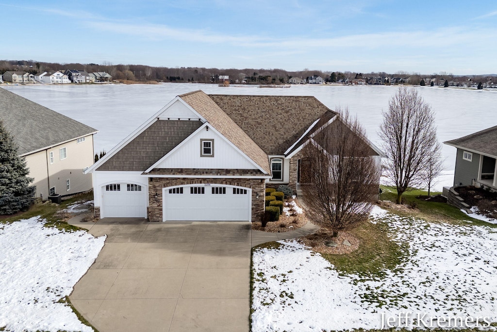 view of front of property with a garage