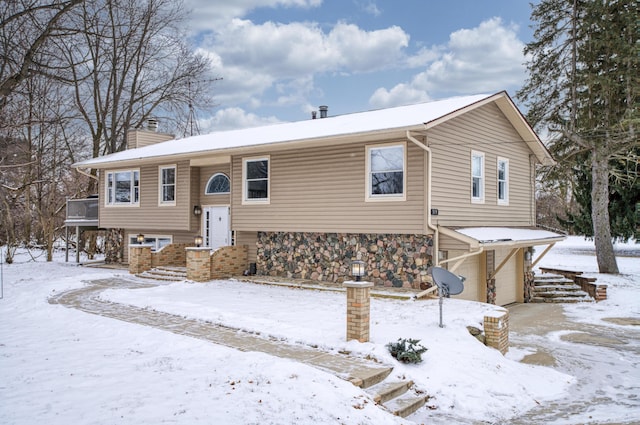 bi-level home with a garage