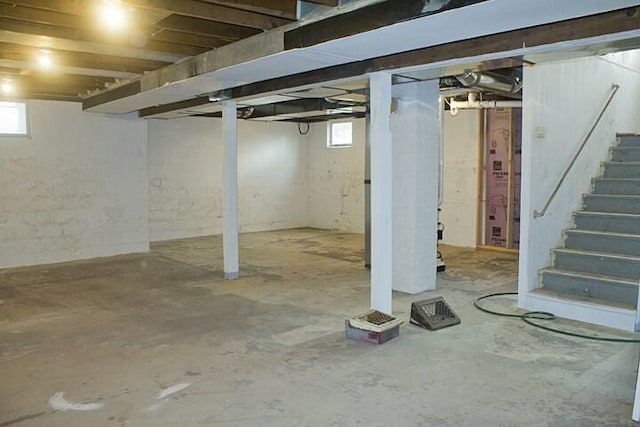 basement with a healthy amount of sunlight