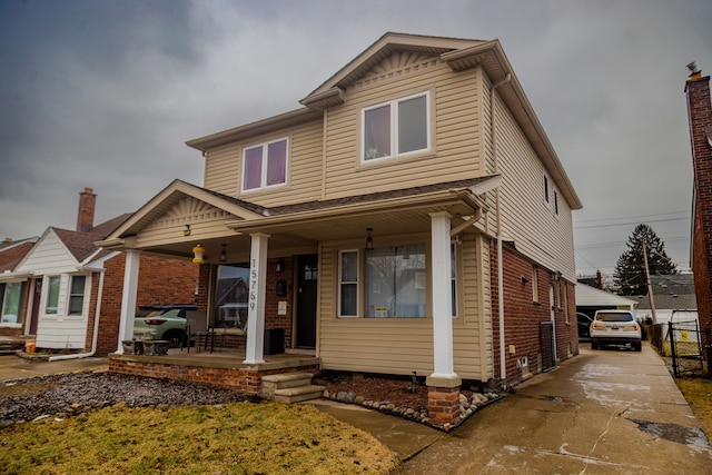 view of front of property with covered porch