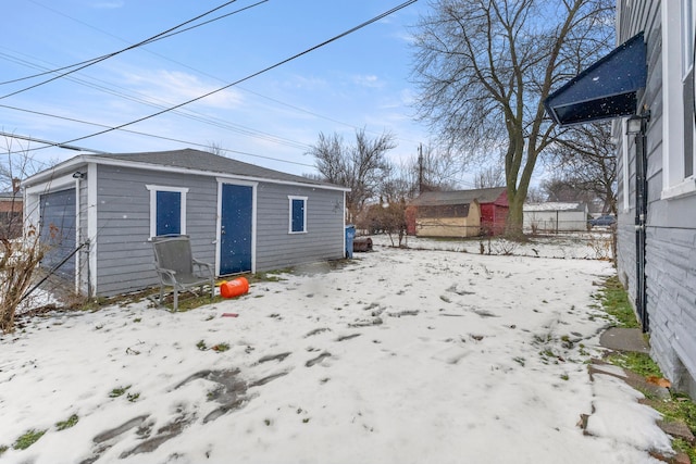 view of snow covered property