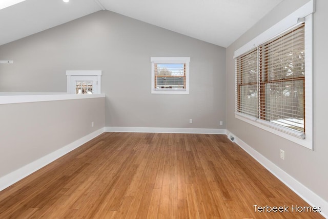 interior space with lofted ceiling and wood-type flooring