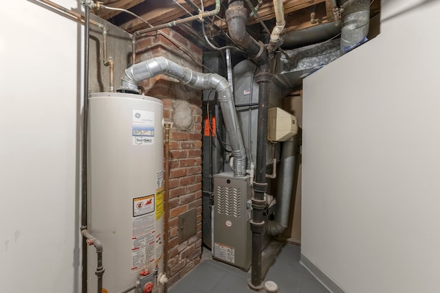 utility room with gas water heater