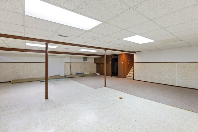 basement with a drop ceiling