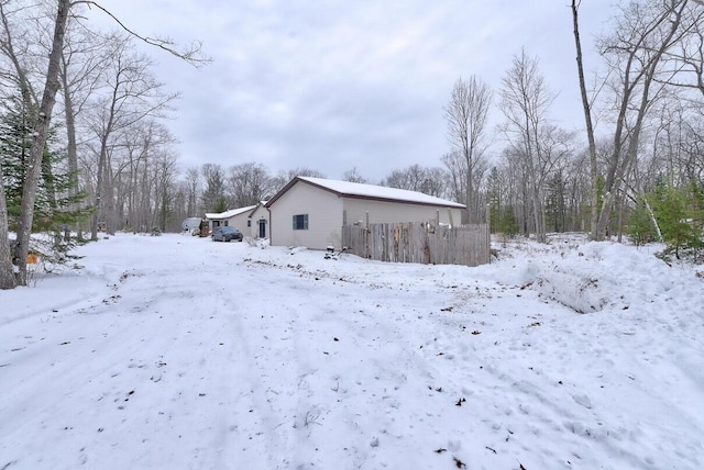 view of snow covered exterior