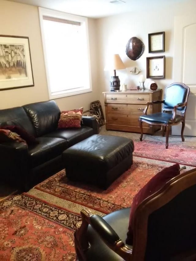 living room with carpet flooring