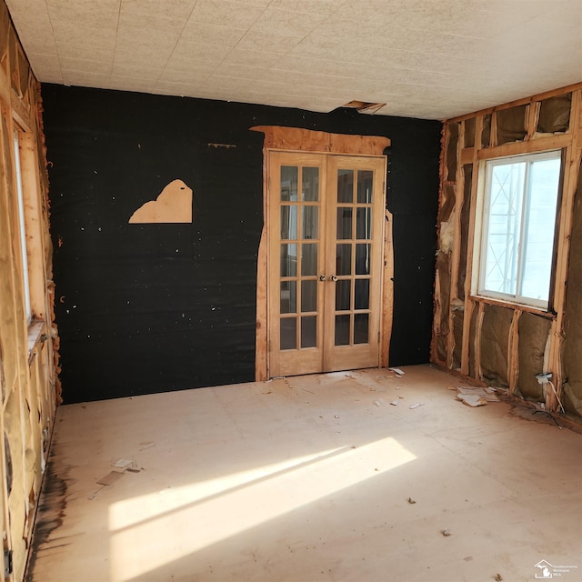 spare room with french doors