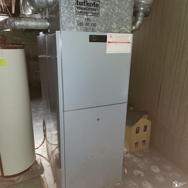 utilities with heating unit and gas water heater