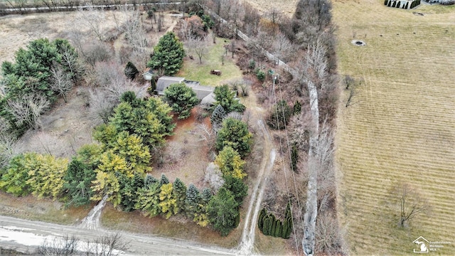 aerial view with a rural view