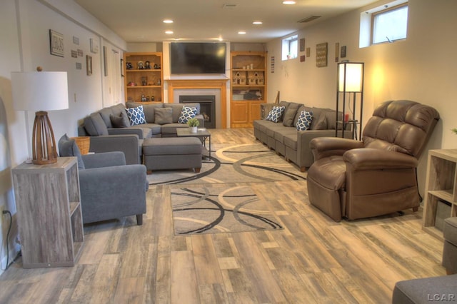 living room with hardwood / wood-style floors