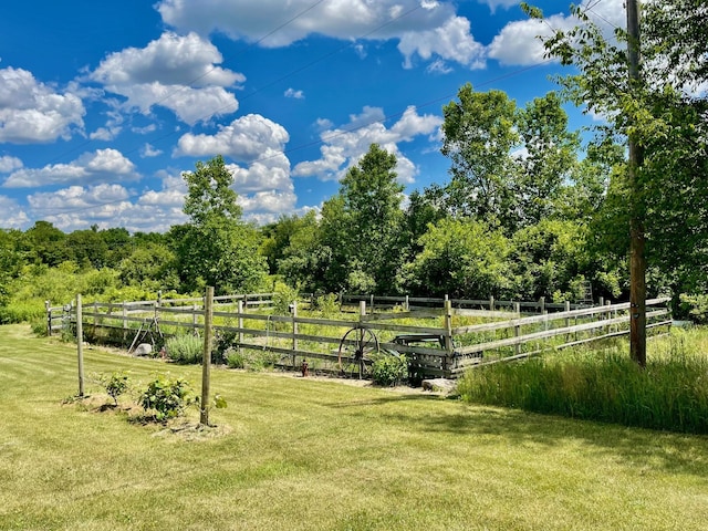 view of yard with a rural view