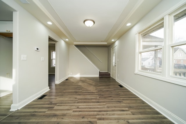 hall featuring dark hardwood / wood-style flooring