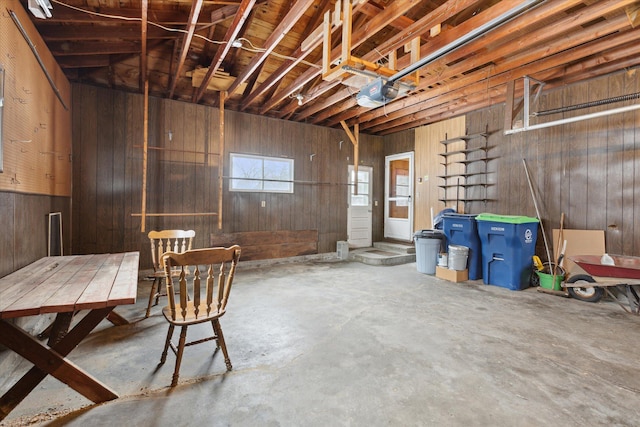 basement with wood walls