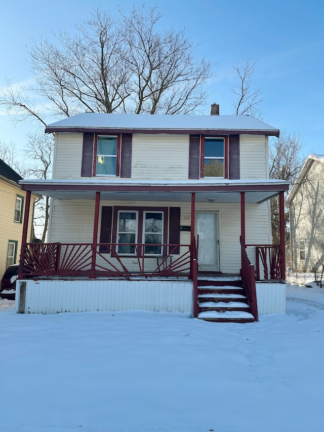 front facade with a porch