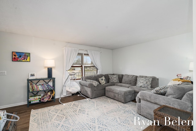 living room with hardwood / wood-style floors