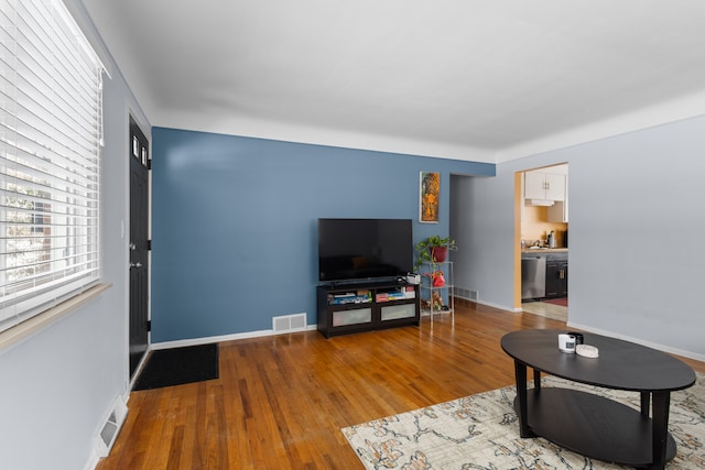 living room featuring hardwood / wood-style floors