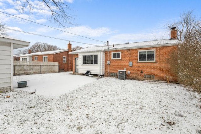 view of snow covered property