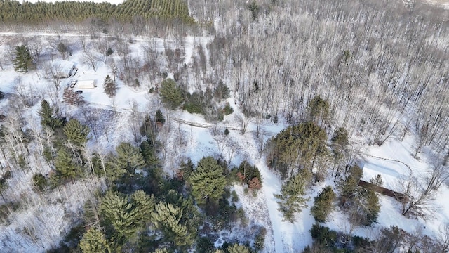 aerial view featuring a forest view